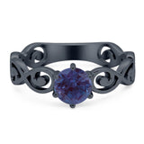 Round Natural Stone Solitaire Ring