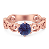 Round Natural Stone Solitaire Ring