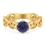 Round Natural Stone Solitaire Ring