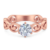 Round Natural Stone Solitaire Ring
