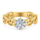 Round Natural Stone Solitaire Ring
