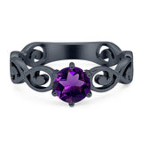 Round Natural Stone Solitaire Ring