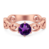 Round Natural Stone Solitaire Ring