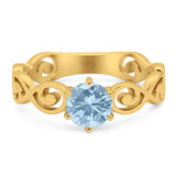 Round Natural Stone Solitaire Ring