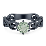 Round Natural Stone Solitaire Ring