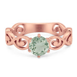 Round Natural Stone Solitaire Ring