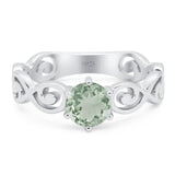 Round Natural Stone Solitaire Ring