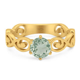 Round Natural Stone Solitaire Ring