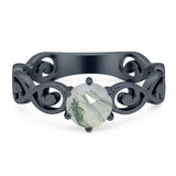 Round Natural Stone Solitaire Ring