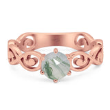 Round Natural Stone Solitaire Ring