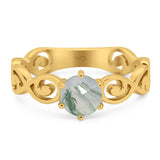 Round Natural Stone Solitaire Ring