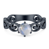 Round Natural Stone Solitaire Ring