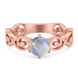 Round Natural Stone Solitaire Ring