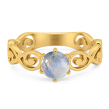 Round Natural Stone Solitaire Ring