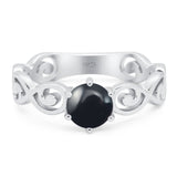 Round Natural Stone Solitaire Ring