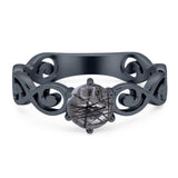 Round Natural Stone Solitaire Ring