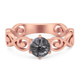 Round Natural Stone Solitaire Ring