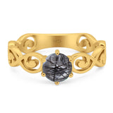 Round Natural Stone Solitaire Ring