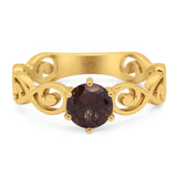 Round Natural Stone Solitaire Ring