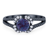 Art Deco Round Natural Stone Floral Ring