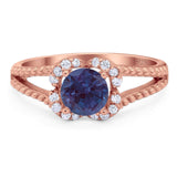 Art Deco Round Natural Stone Floral Ring