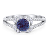 Art Deco Round Natural Stone Floral Ring