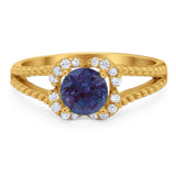 Art Deco Round Natural Stone Floral Ring