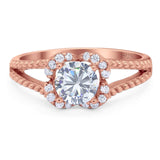 Art Deco Round Natural Stone Floral Ring