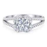 Art Deco Round Moissanite Floral Ring 925 Sterling Silver