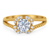 Art Deco Round Natural Stone Floral Ring