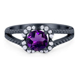 Art Deco Round Natural Stone Floral Ring