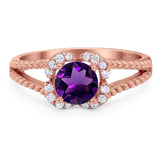 Art Deco Round Natural Stone Floral Ring