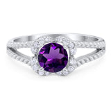 Art Deco Round Natural Stone Floral Ring