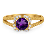 Art Deco Round Natural Stone Floral Ring