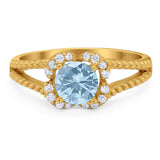 Art Deco Round Natural Stone Floral Ring