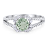 Art Deco Round Natural Stone Floral Ring