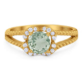 Art Deco Round Natural Stone Floral Ring