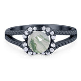 Art Deco Round Natural Stone Floral Ring