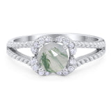 Art Deco Round Natural Stone Floral Ring