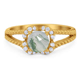 Art Deco Round Natural Stone Floral Ring