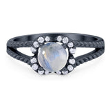 Art Deco Round Natural Stone Floral Ring