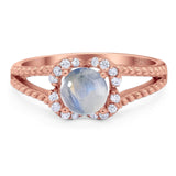 Art Deco Round Natural Stone Floral Ring