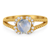 Art Deco Round Natural Stone Floral Ring