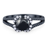 Art Deco Round Natural Stone Floral Ring