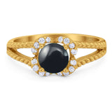 Art Deco Round Natural Stone Floral Ring