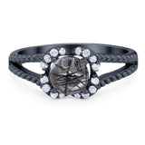 Art Deco Round Natural Stone Floral Ring