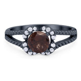 Art Deco Round Natural Stone Floral Ring