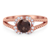 Art Deco Round Natural Stone Floral Ring