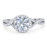 Round Moissanite Infinity Shank Twisted Ring 925 Sterling Silver