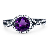 Round Natural Stone Twisted Ring